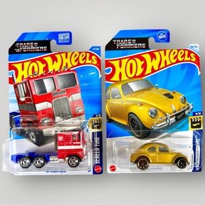 Hot Wheels Gold BumbleBee & Optimus Prime Transformers Screen Time Set
